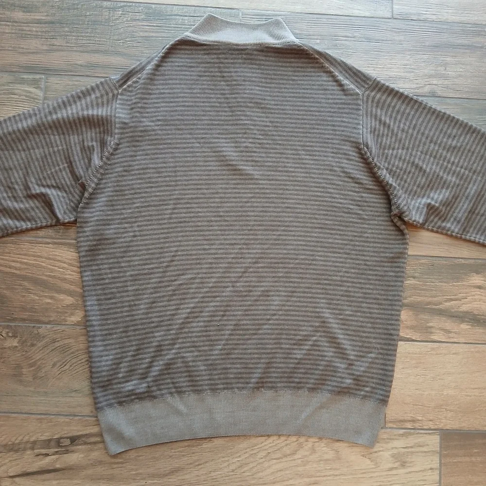 Peter Millar Sweater Mens Extra Large Brown Striped 100% Merino‎ Wool MF15S68